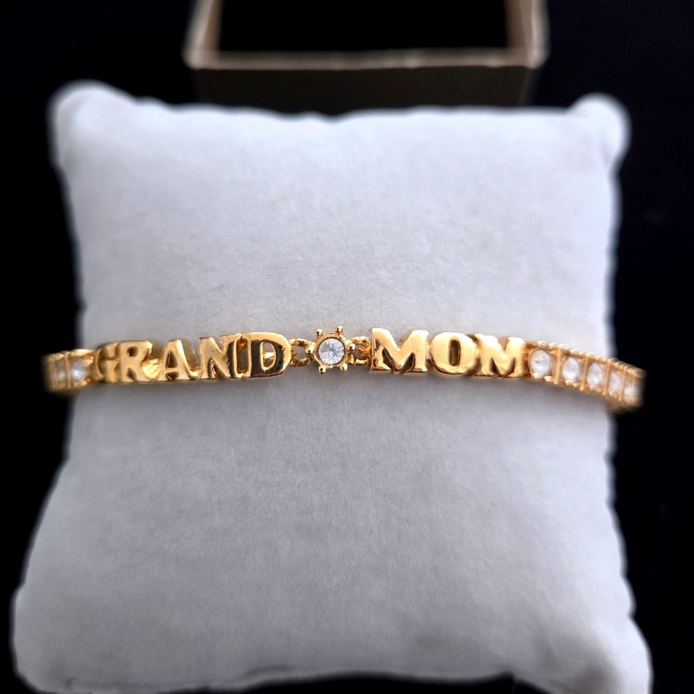 VTG 1997 Avon Grand Mom Gold Tone Rhinestone Tennis Bracelet Mother's Day‎